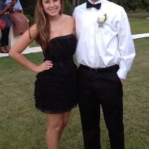 Black ruffled mini dress